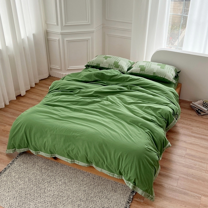 91家纺网 家纺一手货源 找家纺 总 安莱生活2023简约拼布田园拼边四件套图1