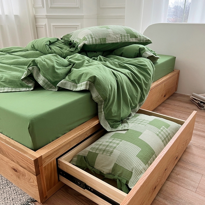 91家纺网 家纺一手货源 找家纺 总 安莱生活2023简约拼布田园拼边四件套图1