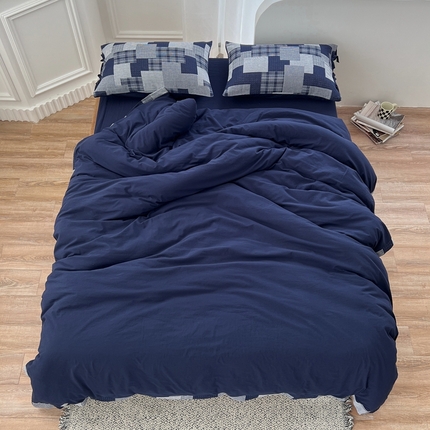 91家纺网 家纺一手货源 找家纺 总 安莱生活2023简约拼布田园拼边四件套图1