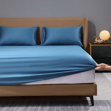 （总）晶缦家纺 23新款纯棉50支双股全棉贡缎长绒棉纯色单床笠单件单品