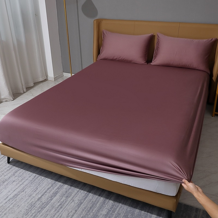 91家纺网 家纺一手货源 找家纺 晶缦家纺 2023新款纯棉50支双股全棉贡缎长绒棉纯色单床笠单件单品 纯沐-帛咖色