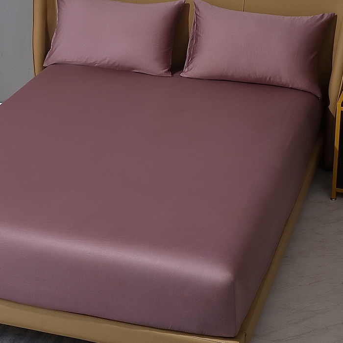 91家纺网 家纺一手货源 找家纺 晶缦家纺 2023新款纯棉50支双股全棉贡缎长绒棉纯色单床笠单件单品 纯沐-帛咖色