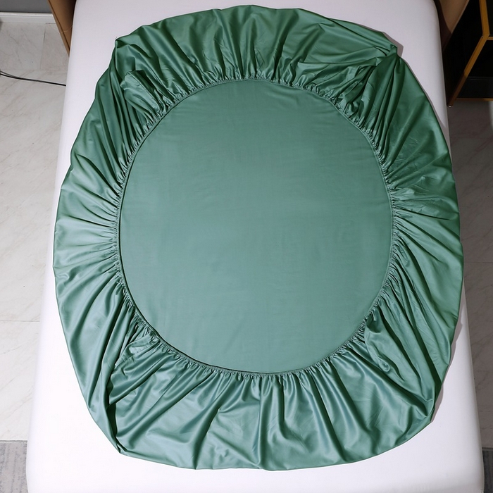 91家纺网 家纺一手货源 找家纺 晶缦家纺 2023新款纯棉50支双股全棉贡缎长绒棉纯色单床笠单件单品 纯沐-橄榄绿