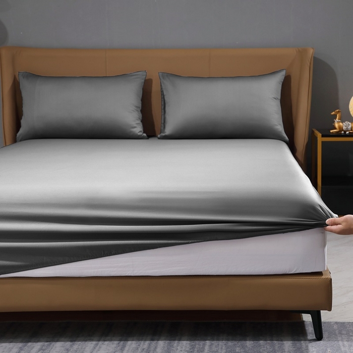 91家纺网 家纺一手货源 找家纺 晶缦家纺 2023新款纯棉50支双股全棉贡缎长绒棉纯色单床笠单件单品 纯沐-中度灰