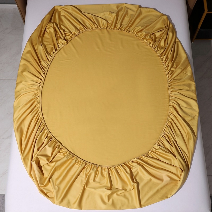 91家纺网 家纺一手货源 找家纺 晶缦家纺 2023新款纯棉50支双股全棉贡缎长绒棉纯色单床笠单件单品 纯沐-玉米黄