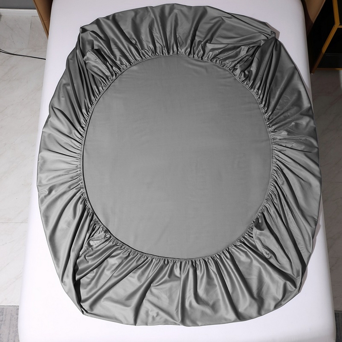 91家纺网 家纺一手货源 找家纺 晶缦家纺 2023新款纯棉50支双股全棉贡缎长绒棉纯色单床笠单件单品 纯沐-中度灰