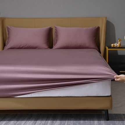 91家纺网 家纺一手货源 找家纺 （总）晶缦家纺 23新款纯棉50支双股全棉贡缎长绒棉纯色单床笠单件单品