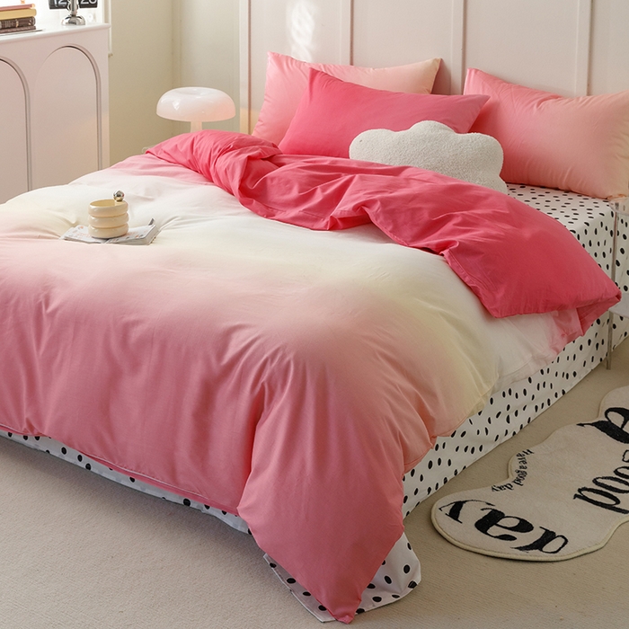 91家纺网 家纺一手货源 找家纺 简宜家居2023新款40支13070全棉四件套--渐变色系列 缤纷-粉