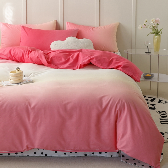 91家纺网 家纺一手货源 找家纺 简宜家居2023新款40支13070全棉四件套--渐变色系列 缤纷-粉