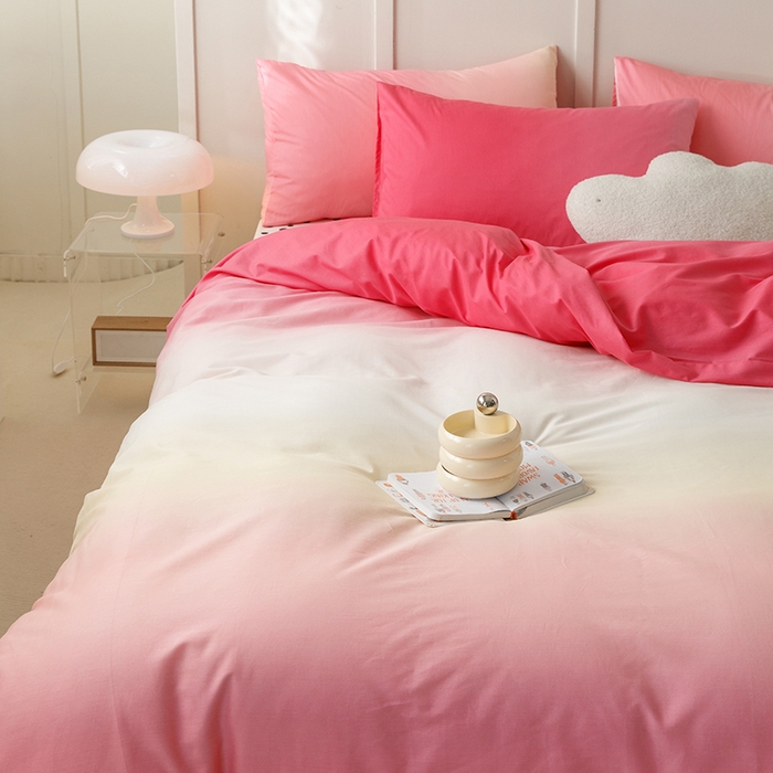 91家纺网 家纺一手货源 找家纺 简宜家居2023新款40支13070全棉四件套--渐变色系列 缤纷-粉