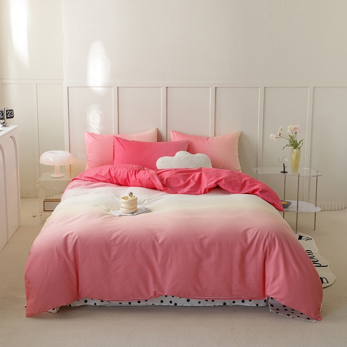 91家纺网 家纺一手货源 找家纺 简宜家居2023新款40支13070全棉四件套--渐变色系列 缤纷-粉