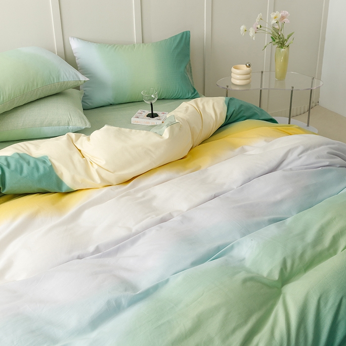 91家纺网 家纺一手货源 找家纺 简宜家居2023新款40支13070全棉四件套--渐变色系列 缤纷-绿