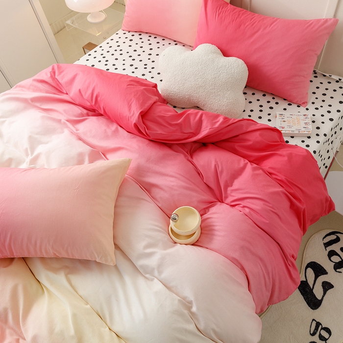 91家纺网 家纺一手货源 找家纺 简宜家居2023新款40支13070全棉四件套--渐变色系列 缤纷-粉