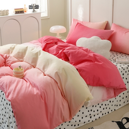 91家纺网 家纺一手货源 找家纺 简宜家居2023新款40支13070全棉四件套--渐变色系列 缤纷-粉