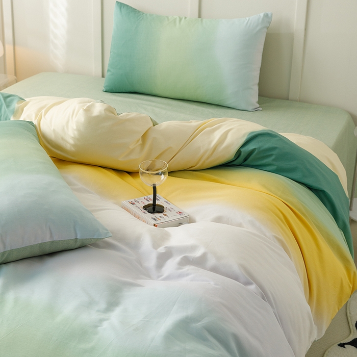 91家纺网 家纺一手货源 找家纺 简宜家居2023新款40支13070全棉四件套--渐变色系列 缤纷-绿