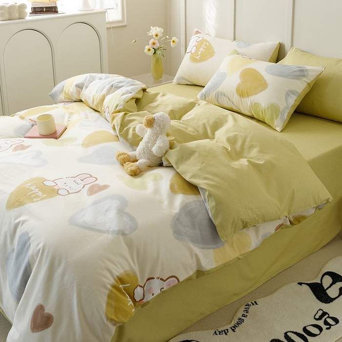 91家纺网 家纺一手货源 找家纺 总简宜家居2023新款40支13070全棉四件套--卡通小清新系列