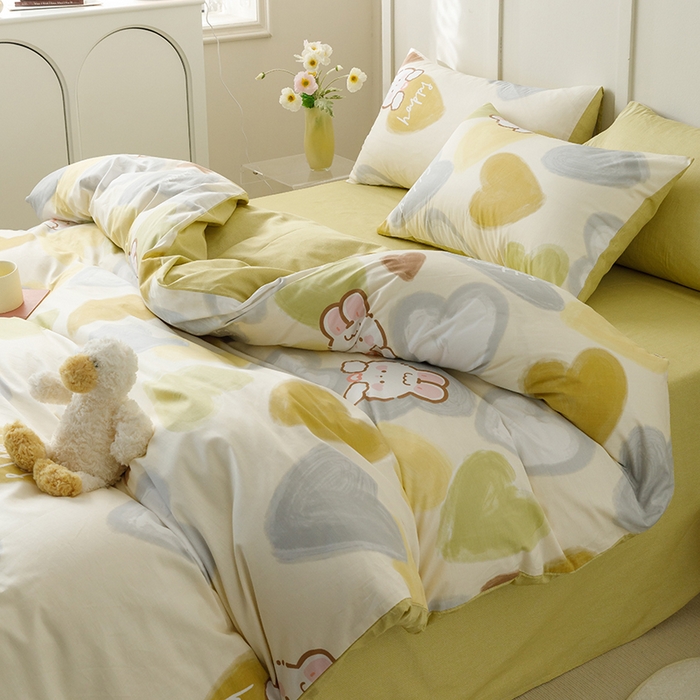 91家纺网 家纺一手货源 找家纺 总简宜家居2023新款40支13070全棉四件套--卡通小清新系列