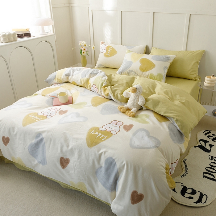 91家纺网 家纺一手货源 找家纺 总简宜家居2023新款40支13070全棉四件套--卡通小清新系列