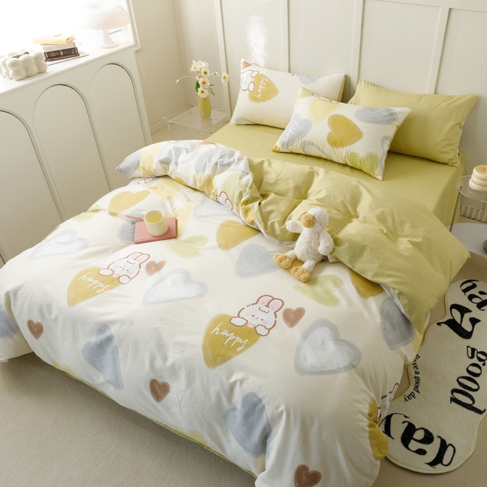 91家纺网 家纺一手货源 找家纺 总简宜家居2023新款40支13070全棉四件套--卡通小清新系列