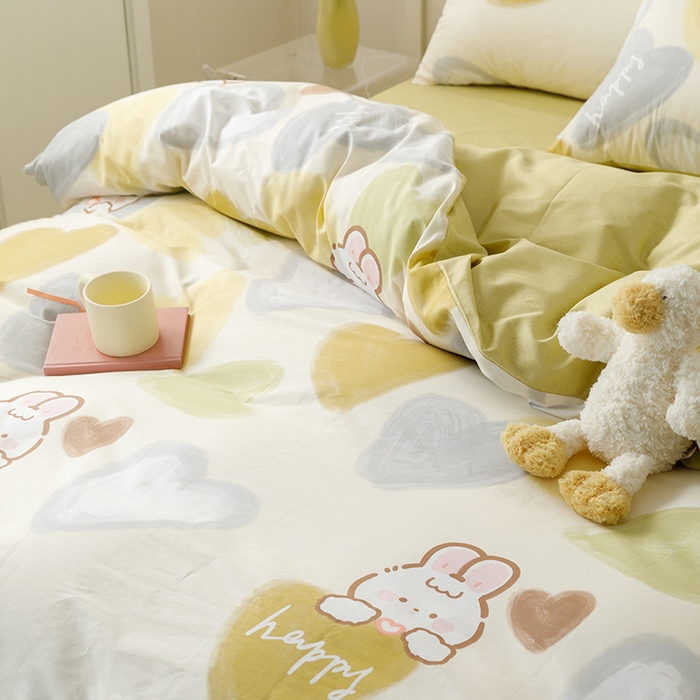 91家纺网 家纺一手货源 找家纺 总简宜家居2023新款40支13070全棉四件套--卡通小清新系列