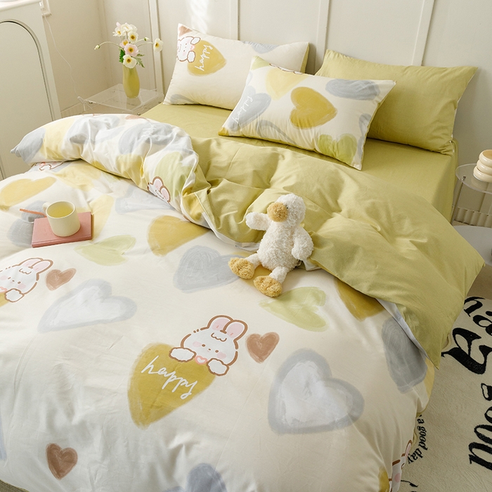 91家纺网 家纺一手货源 找家纺 总简宜家居2023新款40支13070全棉四件套--卡通小清新系列