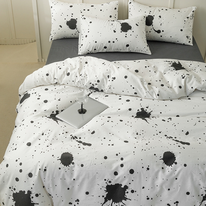 91家纺网 家纺一手货源 找家纺 简宜家居2023新款40支13070全棉四件套--卡通小清新系列 墨染