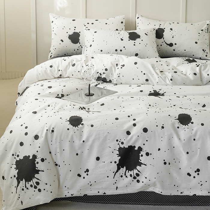 91家纺网 家纺一手货源 找家纺 简宜家居2023新款40支13070全棉四件套--卡通小清新系列 墨染