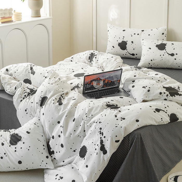 91家纺网 家纺一手货源 找家纺 简宜家居2023新款40支13070全棉四件套--卡通小清新系列 墨染