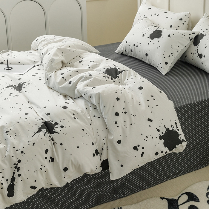 91家纺网 家纺一手货源 找家纺 简宜家居2023新款40支13070全棉四件套--卡通小清新系列 墨染