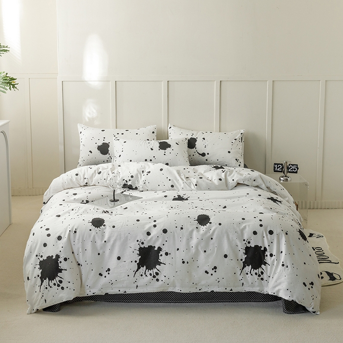 91家纺网 家纺一手货源 找家纺 简宜家居2023新款40支13070全棉四件套--卡通小清新系列 墨染