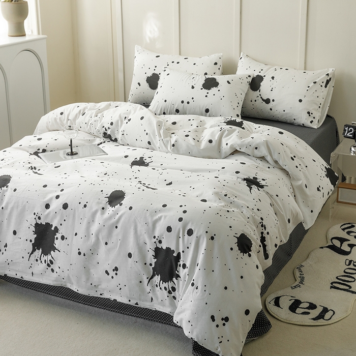 91家纺网 家纺一手货源 找家纺 简宜家居2023新款40支13070全棉四件套--卡通小清新系列 墨染