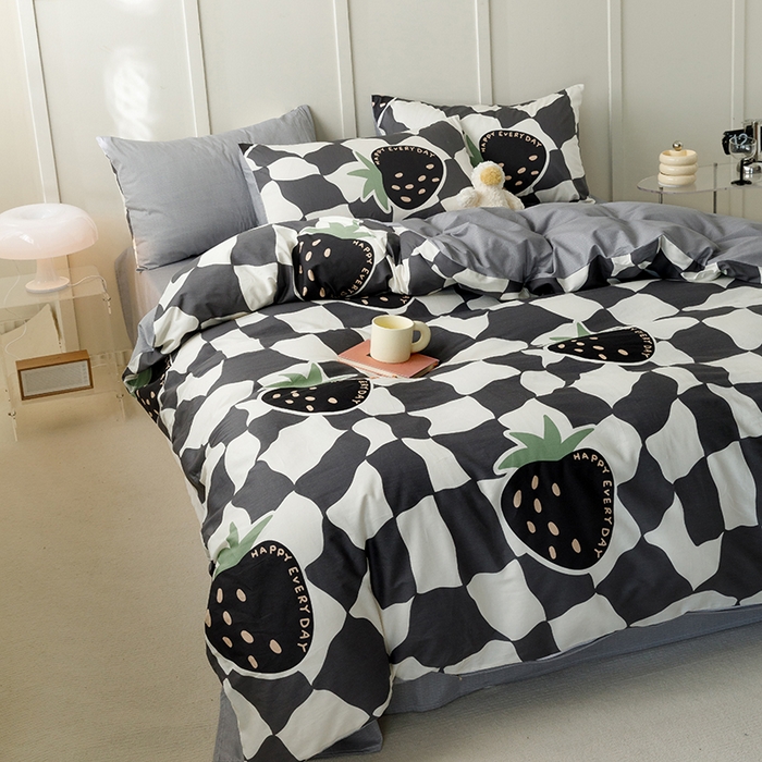 91家纺网 家纺一手货源 找家纺 简宜家居2023新款40支13070全棉四件套--卡通小清新系列 趣莓园