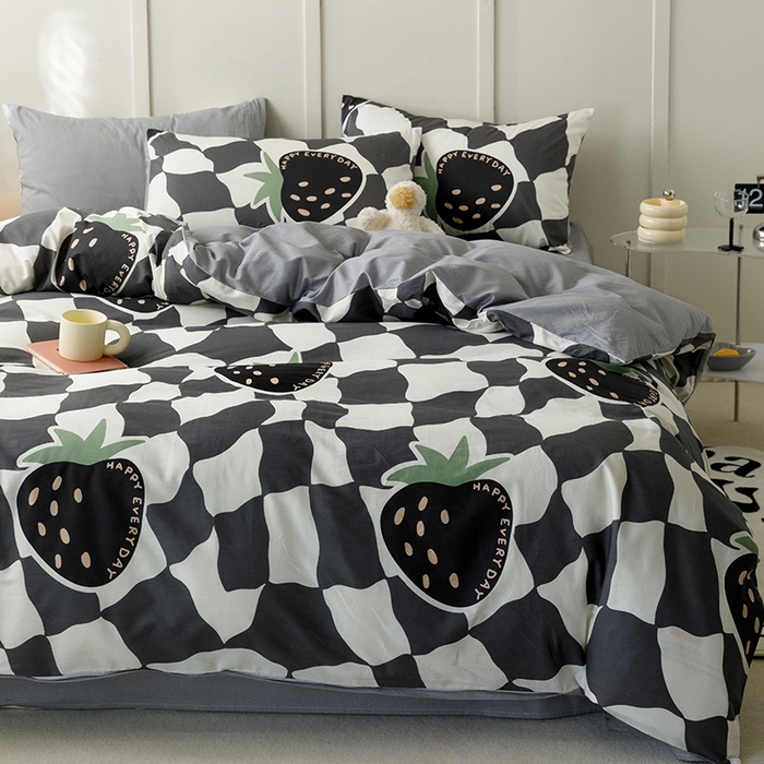 91家纺网 家纺一手货源 找家纺 简宜家居2023新款40支13070全棉四件套--卡通小清新系列 趣莓园