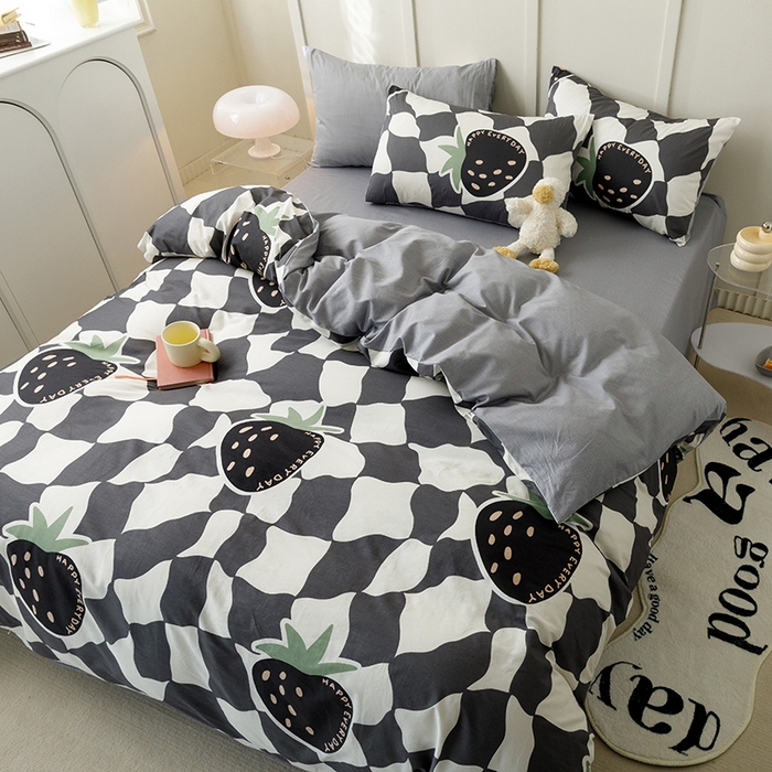 91家纺网 家纺一手货源 找家纺 简宜家居2023新款40支13070全棉四件套--卡通小清新系列 趣莓园