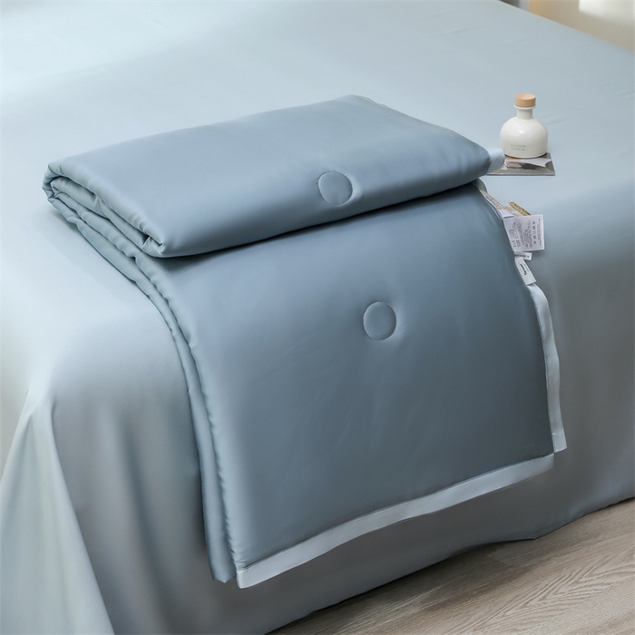 91家纺网 家纺一手货源 找家纺 沐白家居202360S天丝纯色双拼夏被四件套被子被芯 灰蓝色-冰川灰