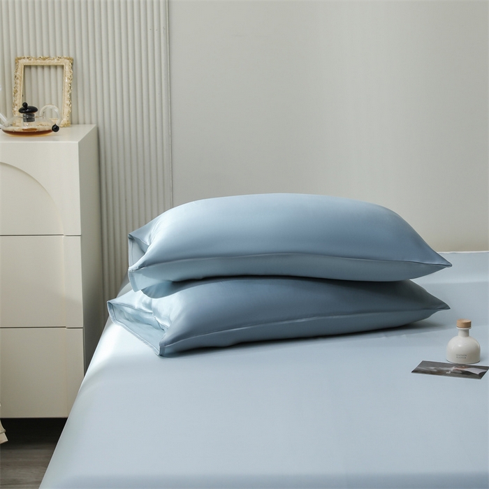 91家纺网 家纺一手货源 找家纺 沐白家居202360S天丝纯色双拼夏被四件套被子被芯 灰蓝色-冰川灰