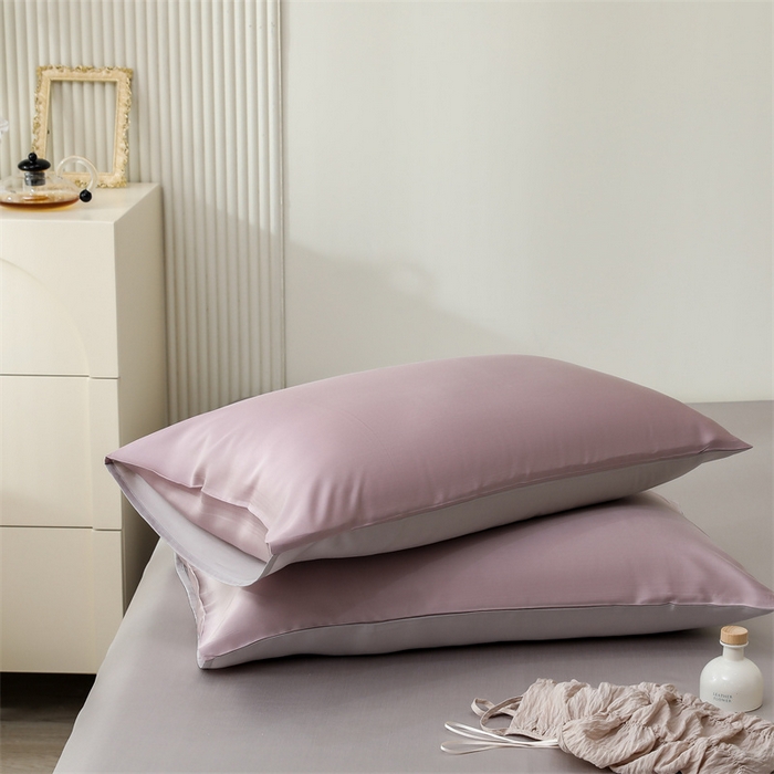 91家纺网 家纺一手货源 找家纺 沐白家居202360S天丝纯色双拼夏被四件套被子被芯 满天星紫-曙光银