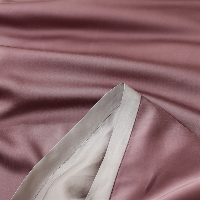 91家纺网 家纺一手货源 找家纺 沐白家居202360S天丝纯色双拼夏被四件套被子被芯 野樱莓-芋泥灰