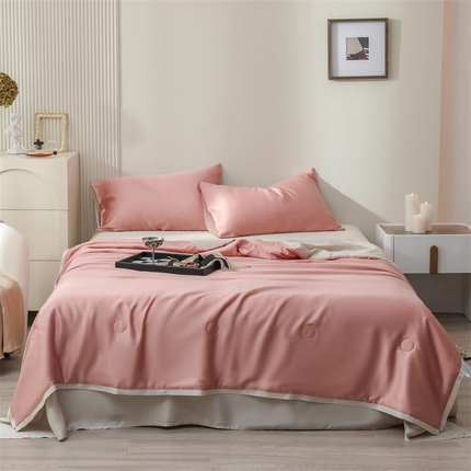 沐白家居202360S天丝纯色双拼夏被四件套被子被芯 芝芝桃桃-极地白
