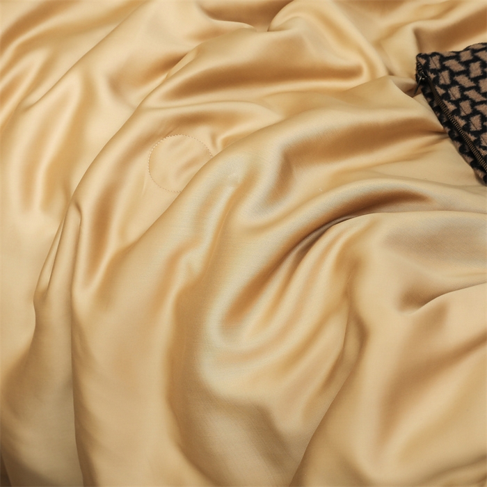 91家纺网 家纺一手货源 找家纺 沐白家居202360S天丝纯色双拼夏被四件套被子被芯 芝士黄-沙茶色