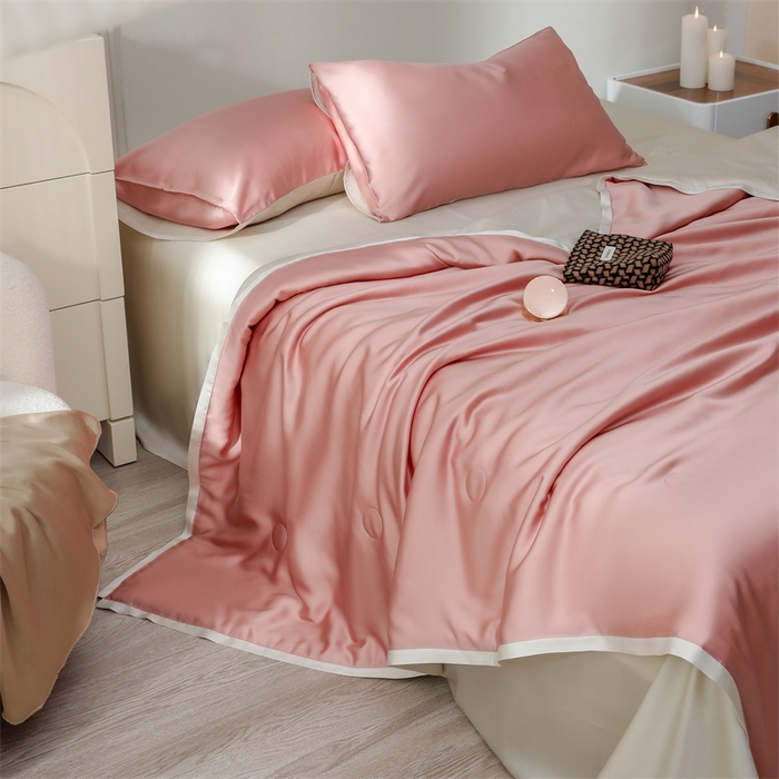 91家纺网 家纺一手货源 找家纺 沐白家居202360S天丝纯色双拼夏被四件套被子被芯 芝芝桃桃-极地白