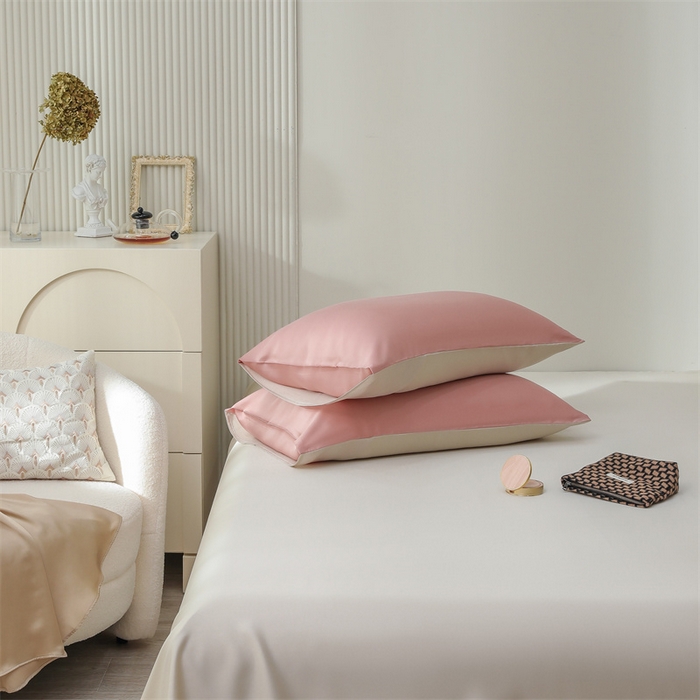 91家纺网 家纺一手货源 找家纺 沐白家居202360S天丝纯色双拼夏被四件套被子被芯 芝芝桃桃-极地白