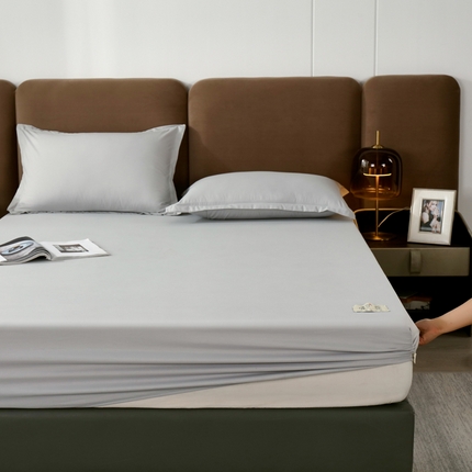 91家纺网 家纺一手货源 找家纺 曼陀罗2025新款四季通用柔软原棉纯色床笠 景雅灰