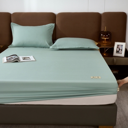 91家纺网 家纺一手货源 找家纺 曼陀罗2025新款四季通用柔软原棉纯色床笠 浅豆绿
