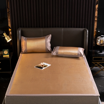 91家纺网 家纺一手货源 找家纺 宜派 2023新款碳光冰藤席三件套 蝴蝶咖