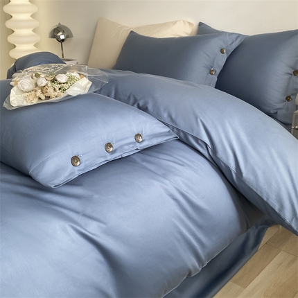 91家纺网 家纺一手货源 找家纺 总酒店宾馆民宿布草套件简奢风全棉纽扣款四件套