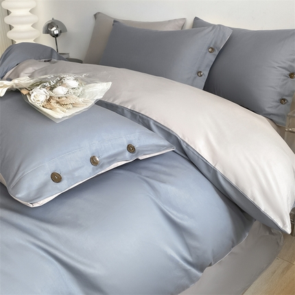91家纺网 家纺一手货源 找家纺 总酒店宾馆民宿布草套件简奢风全棉纽扣款四件套