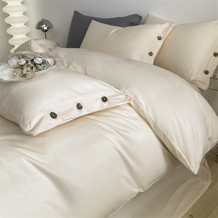 91家纺网 家纺一手货源 找家纺 总酒店宾馆民宿布草套件简奢风全棉纽扣款四件套