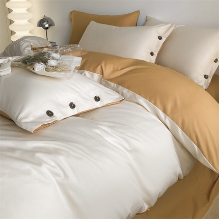 91家纺网 家纺一手货源 找家纺 总酒店宾馆民宿布草套件简奢风全棉纽扣款四件套