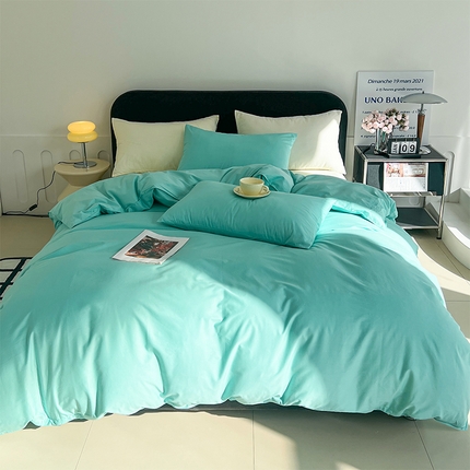 （总）恩和 2024新款全棉13374全棉ins纯色拼色四件套